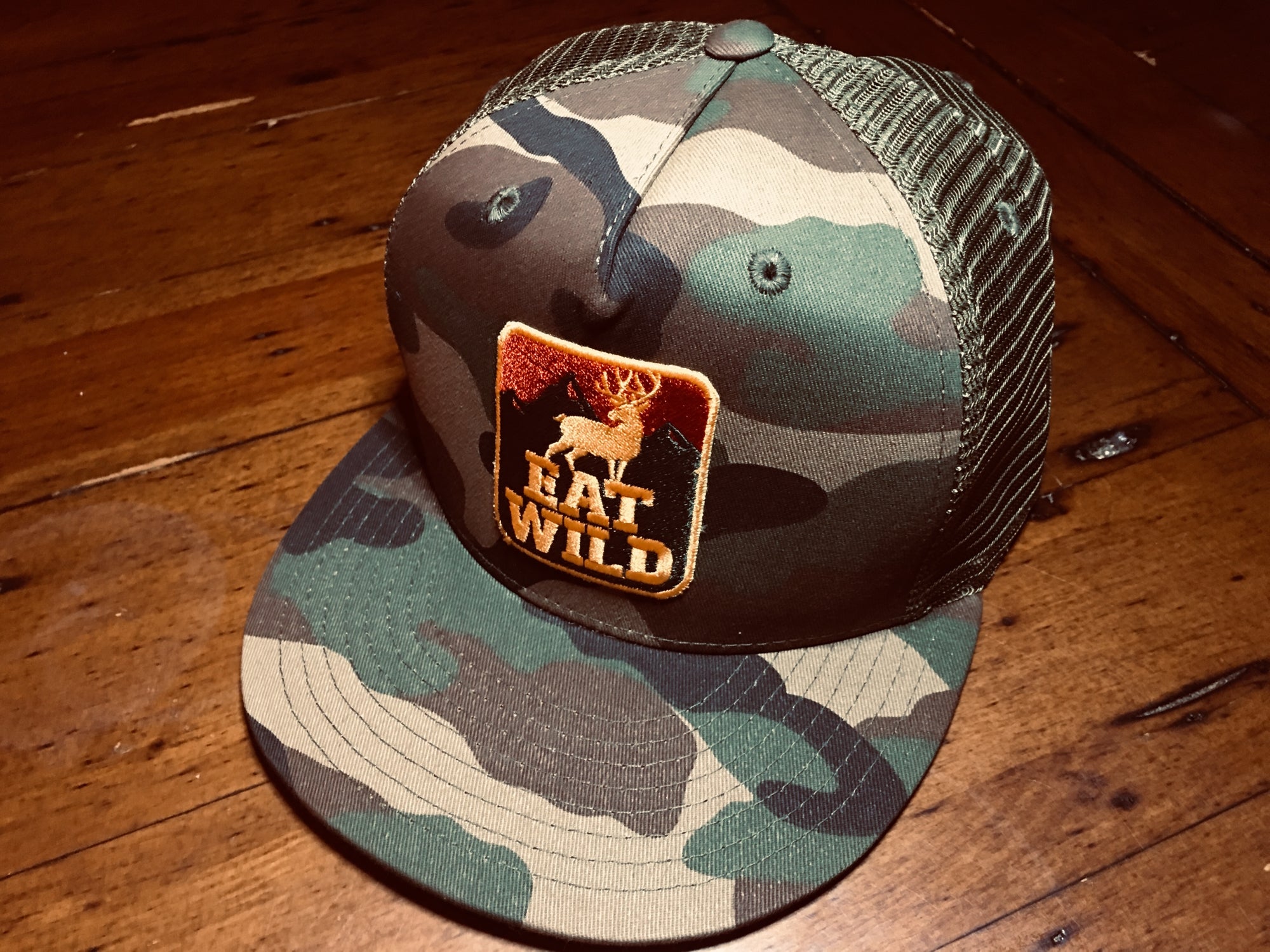 EatWild Green Mesh Camo Flat Brim
