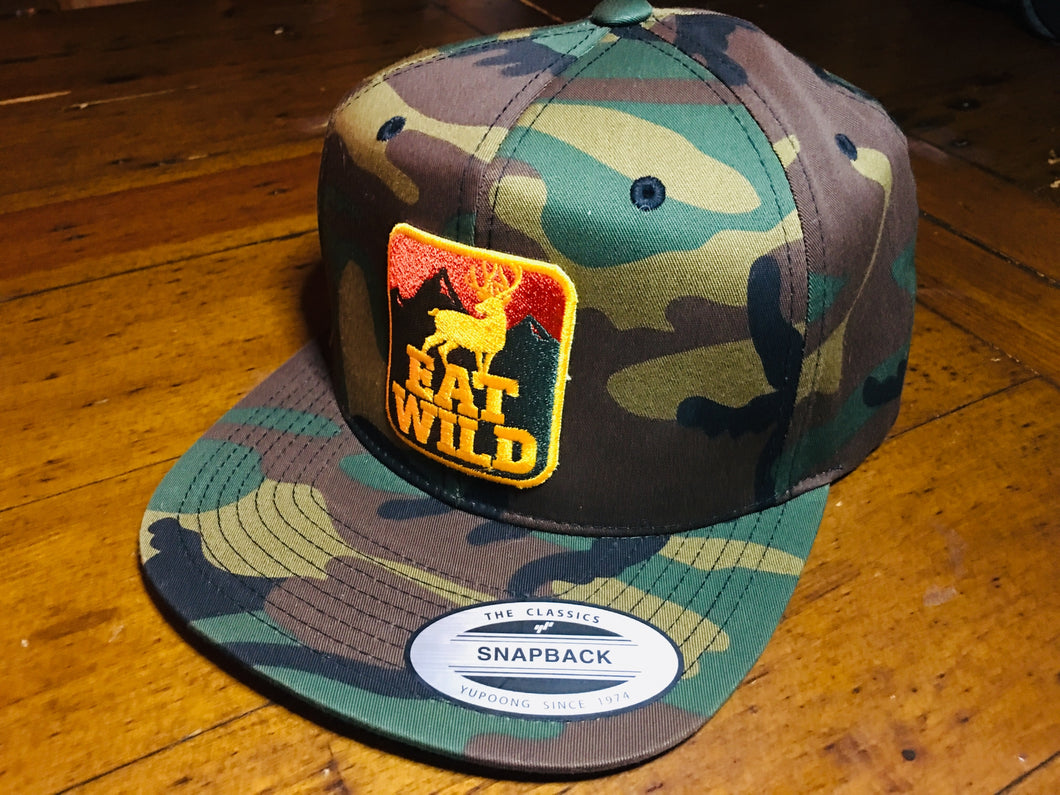 EatWild Camo Snapback 6 Panel Cap